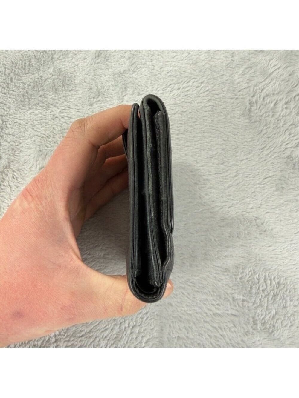 Chanel CC Logo Grained Calfskin Leather Bifold Black Wallet Embroidered - Picture 11 of 14